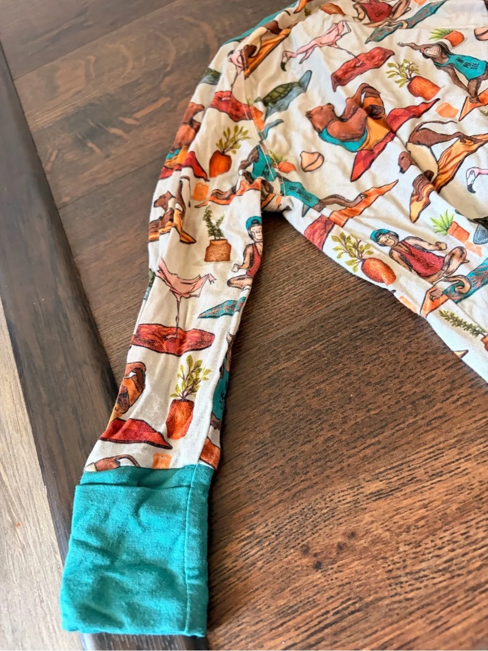 Fletch Kids Teal-Trim One-Piece Bamboo Pajamas with Animal Print